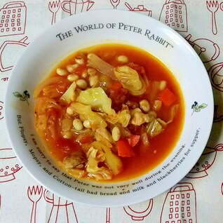野菜たっぷり☆鶏モモと大豆のトマトスープ